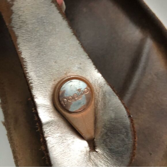 Birkenstock Papillio Gizeh style sandals silver and brown women’s size 40 - Picture 11 of 12